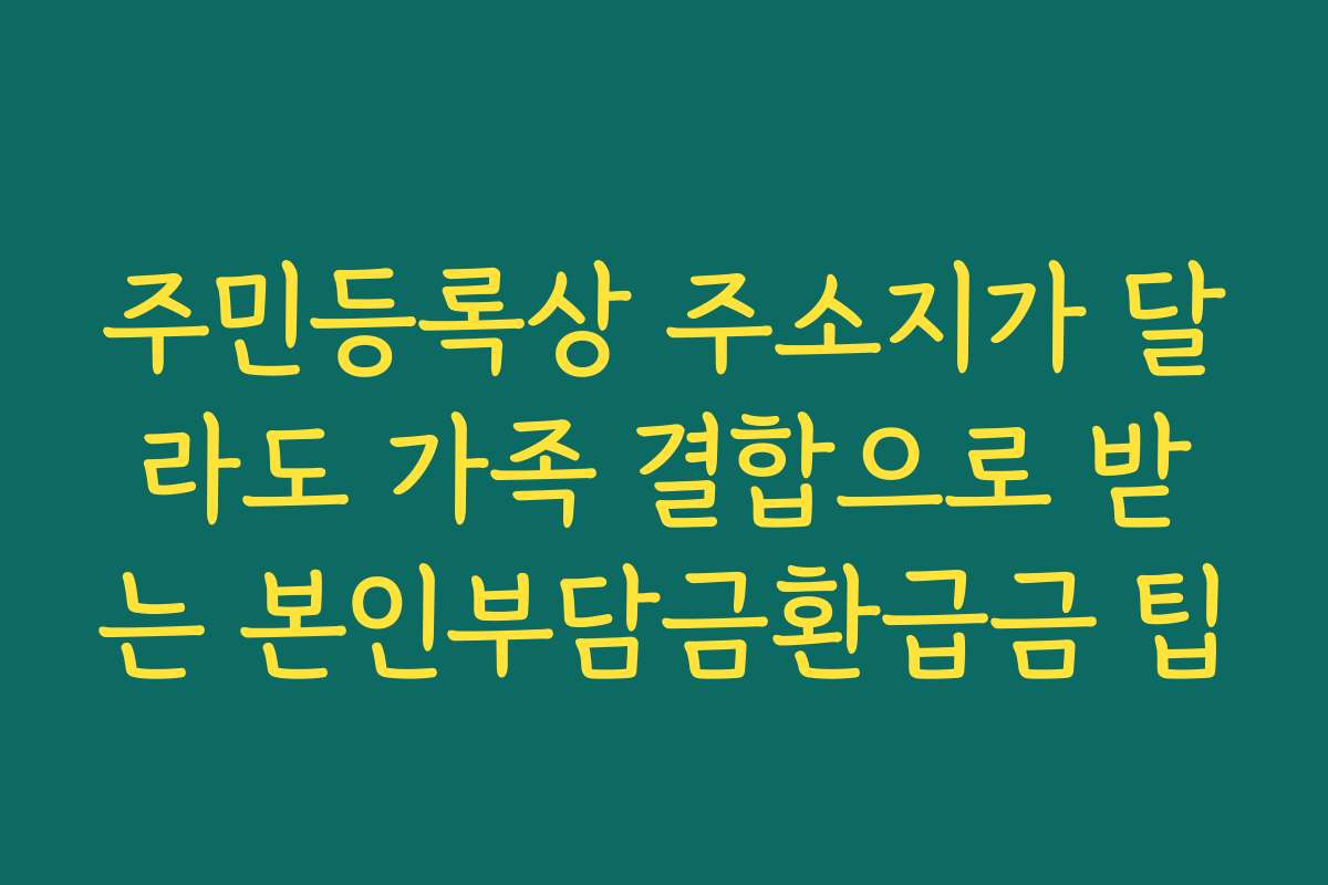 주민등록상 주소지가 달라도 가족 결합으로 받는 본인부담금환급금 팁