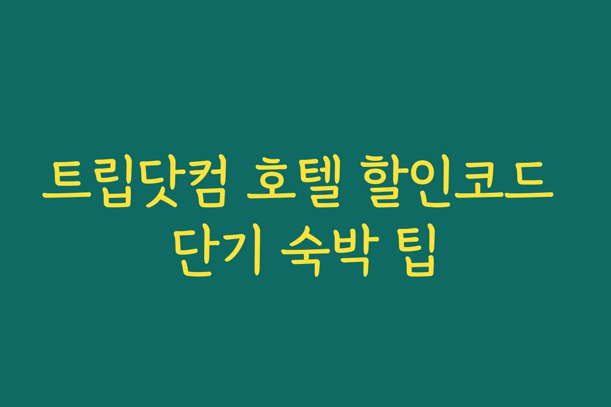 트립닷컴 호텔 할인코드 단기 숙박 팁