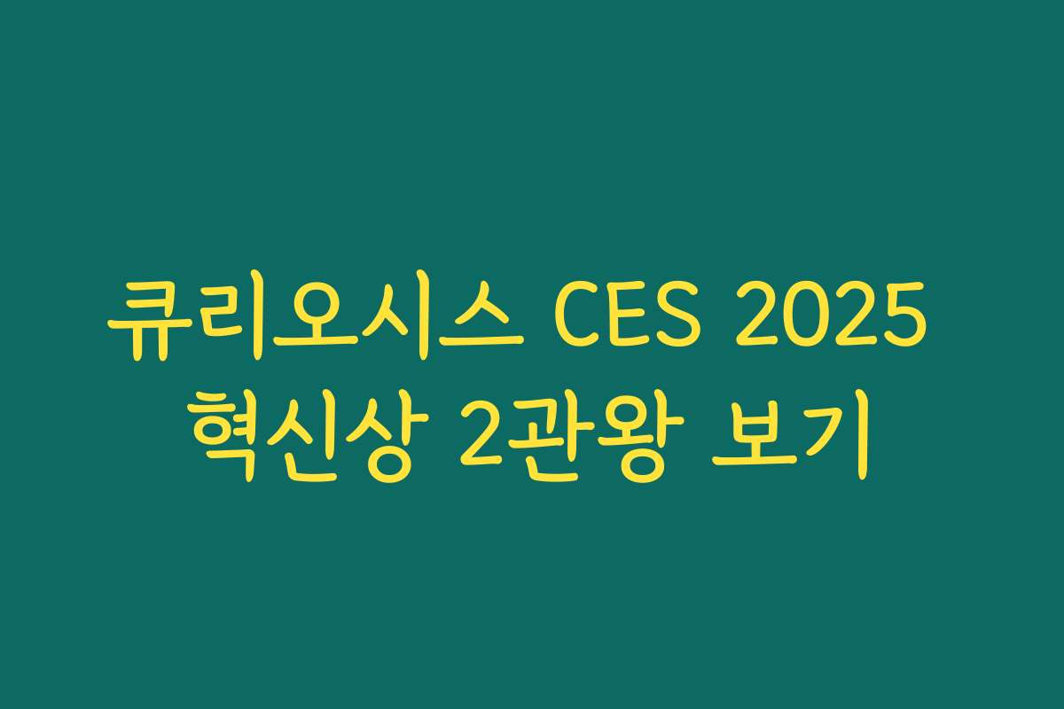 큐리오시스 CES 2025 혁신상 2관왕 보기