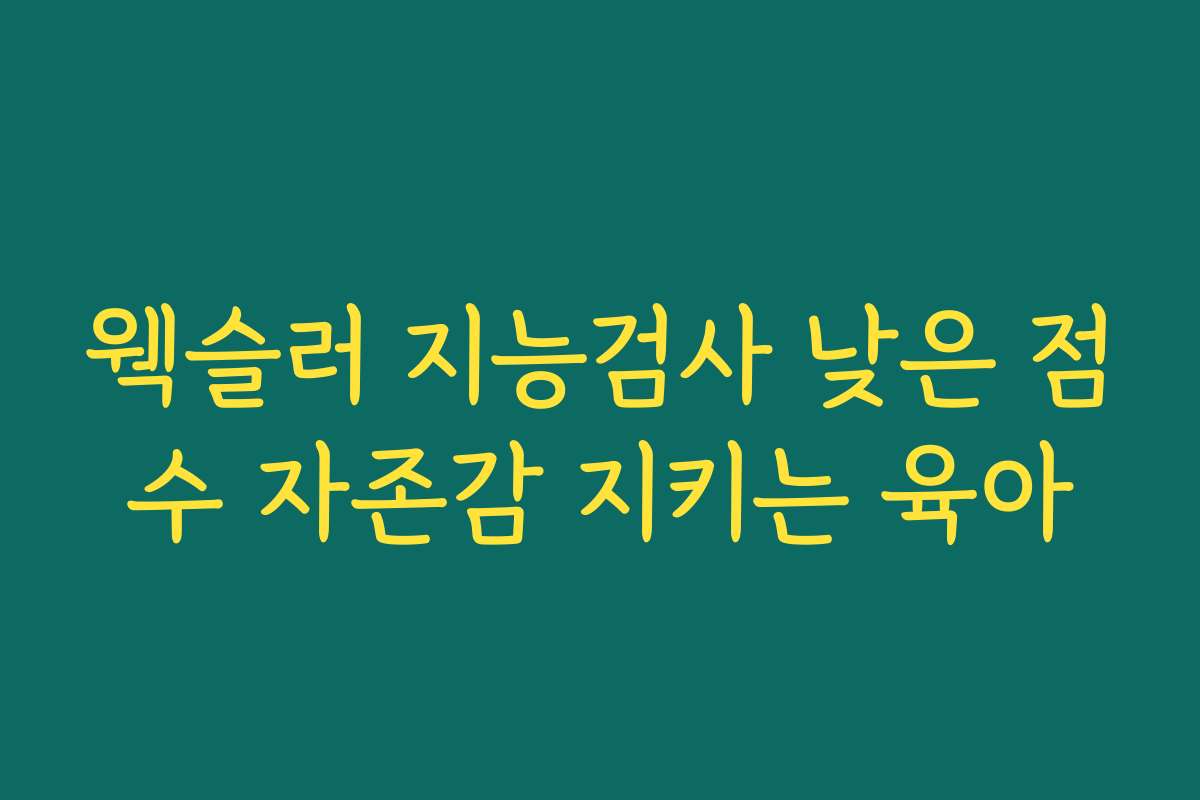 웩슬러 지능검사 낮은 점수 자존감 지키는 육아