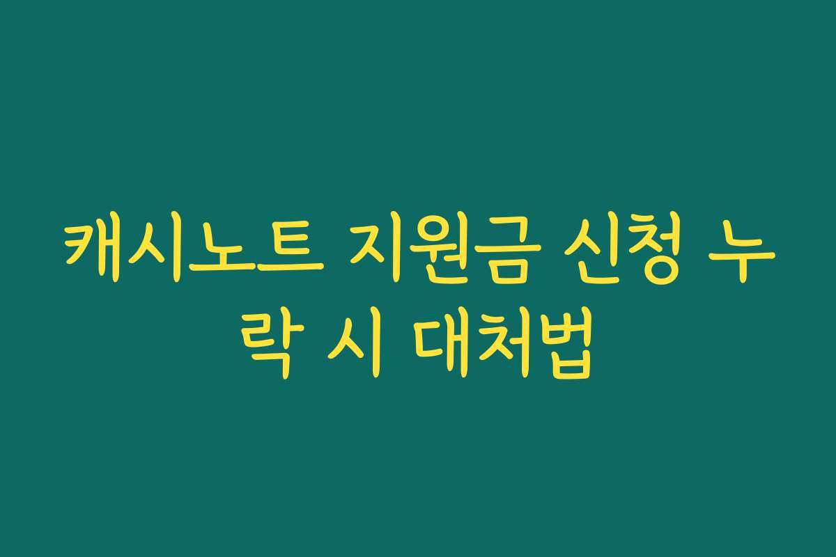 캐시노트 지원금 신청 누락 시 대처법