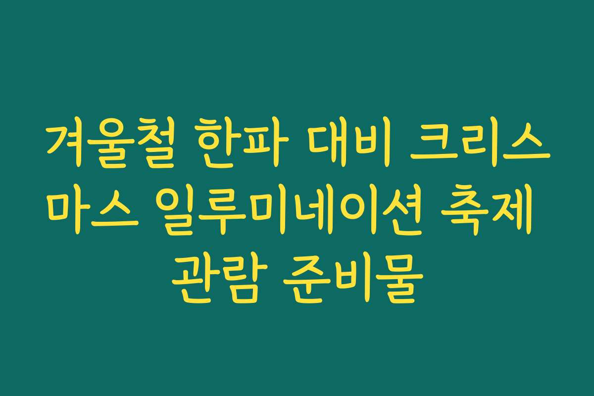 겨울철 한파 대비 크리스마스 일루미네이션 축제 관람 준비물