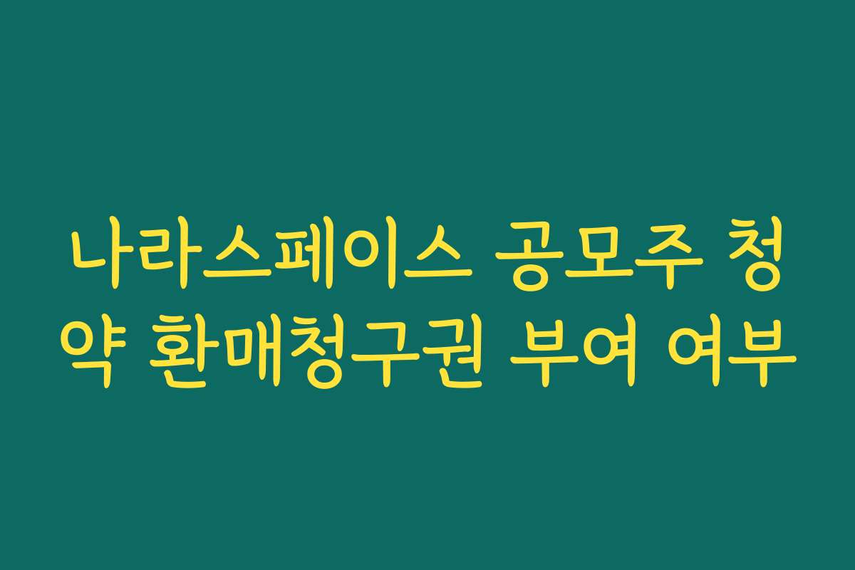 나라스페이스 공모주 청약 환매청구권 부여 여부