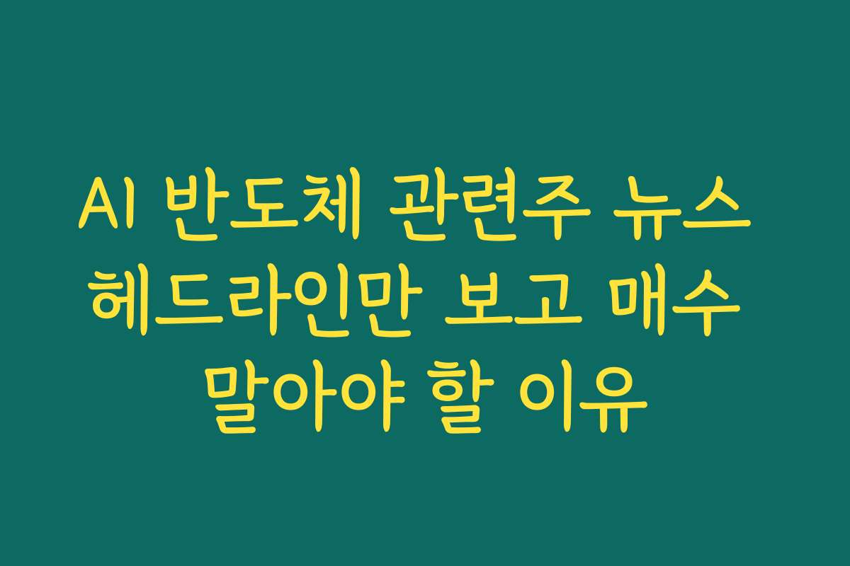 AI 반도체 관련주 뉴스 헤드라인만 보고 매수 말아야 할 이유