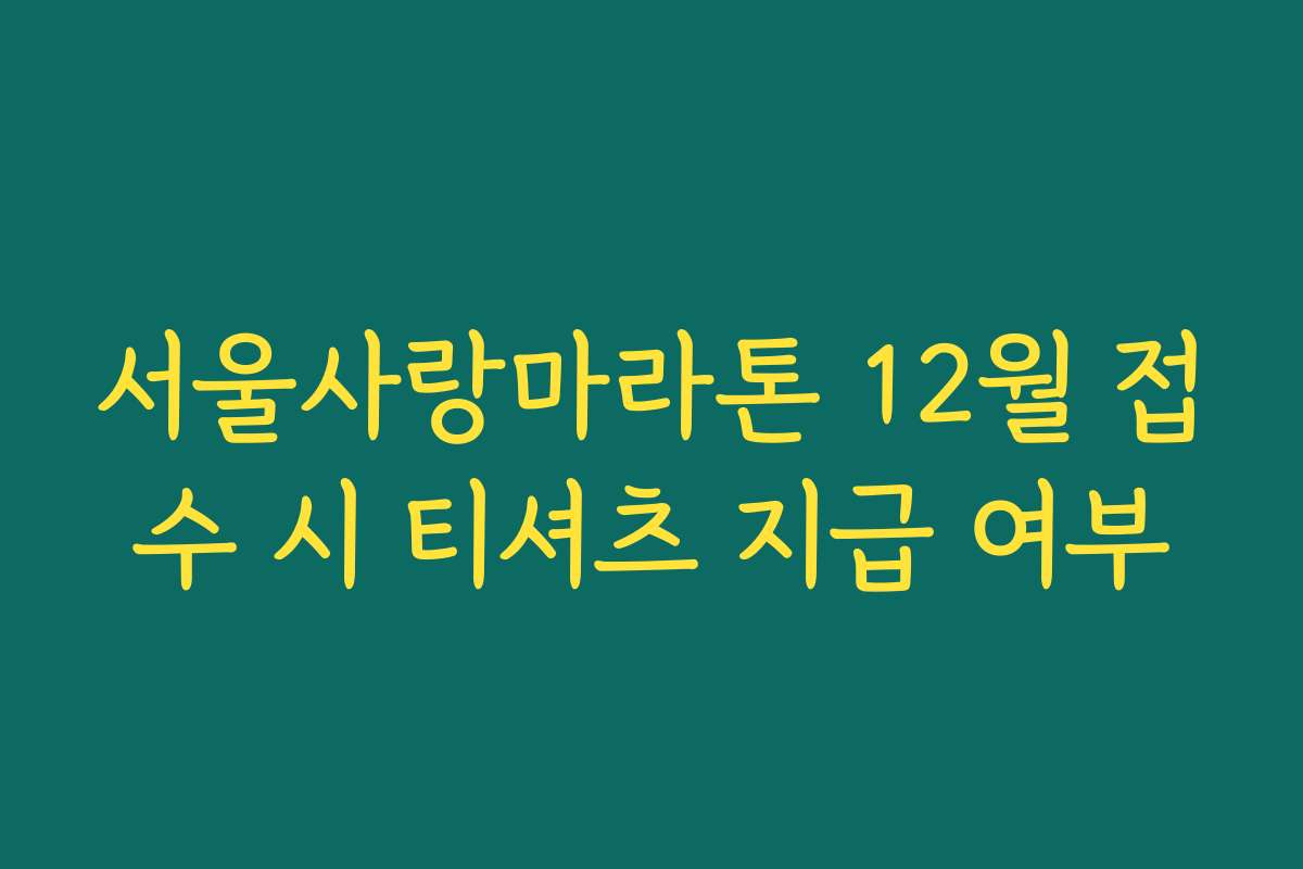 서울사랑마라톤 12월 접수 시 티셔츠 지급 여부