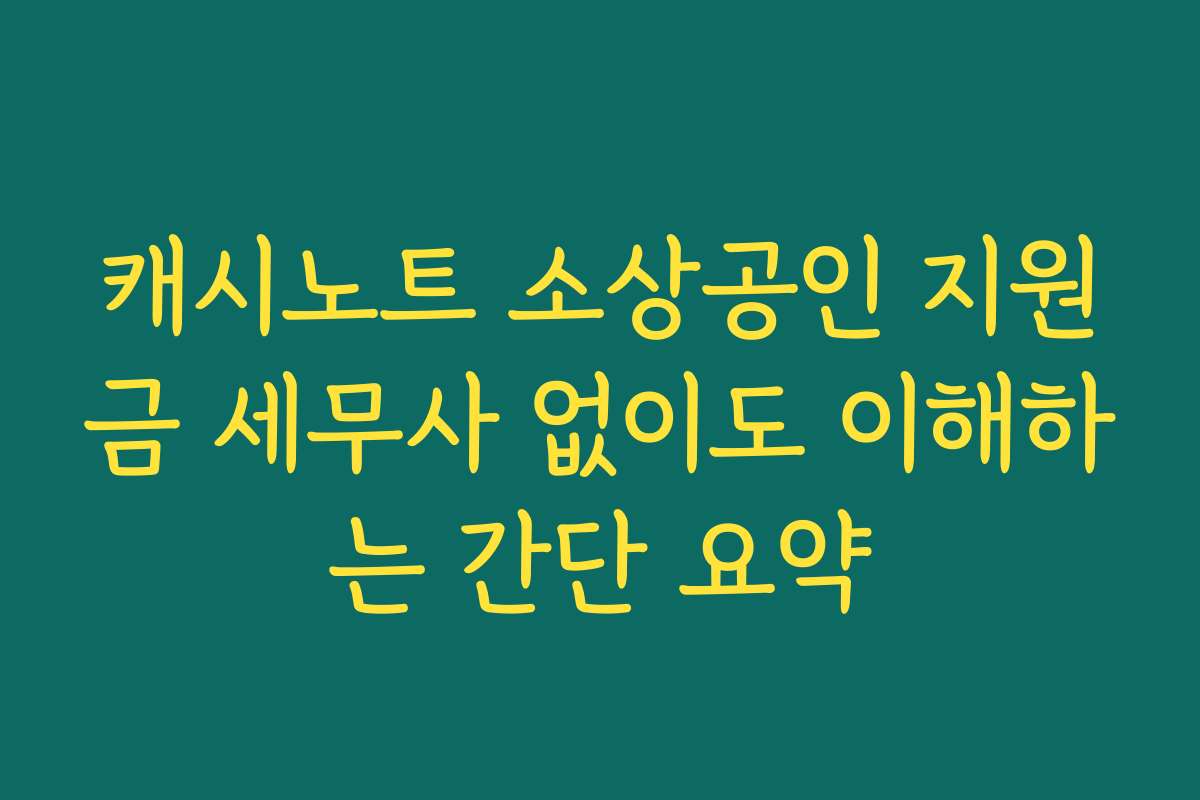 캐시노트 소상공인 지원금 세무사 없이도 이해하는 간단 요약