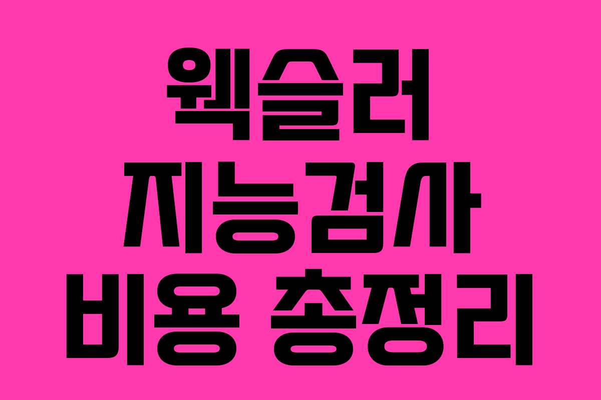 웩슬러 지능검사 비용 총정리