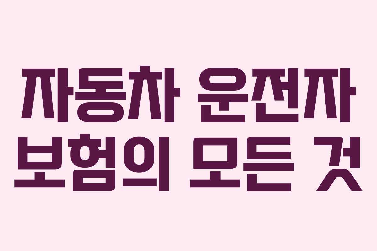 자동차 운전자 보험의 모든 것