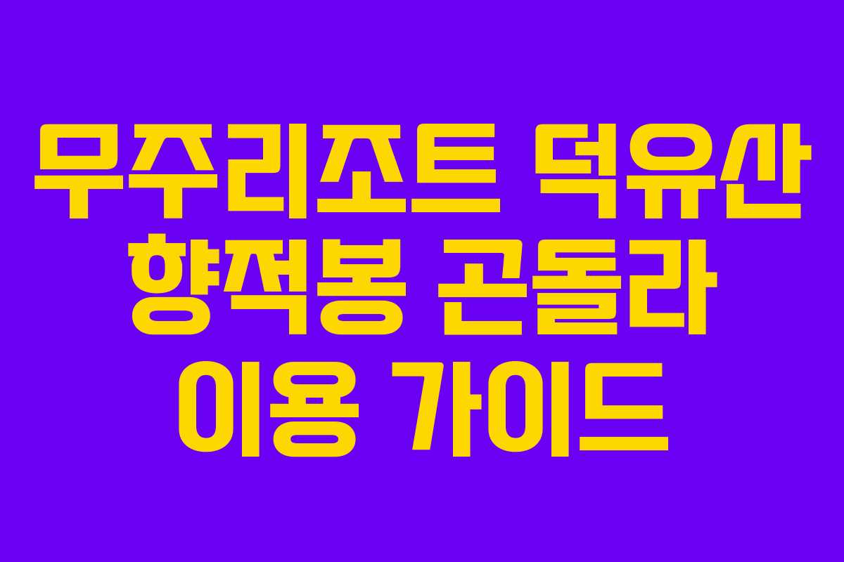 무주리조트 덕유산 향적봉 곤돌라 이용 가이드