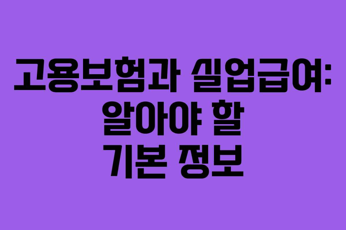 고용보험과 실업급여: 알아야 할 기본 정보