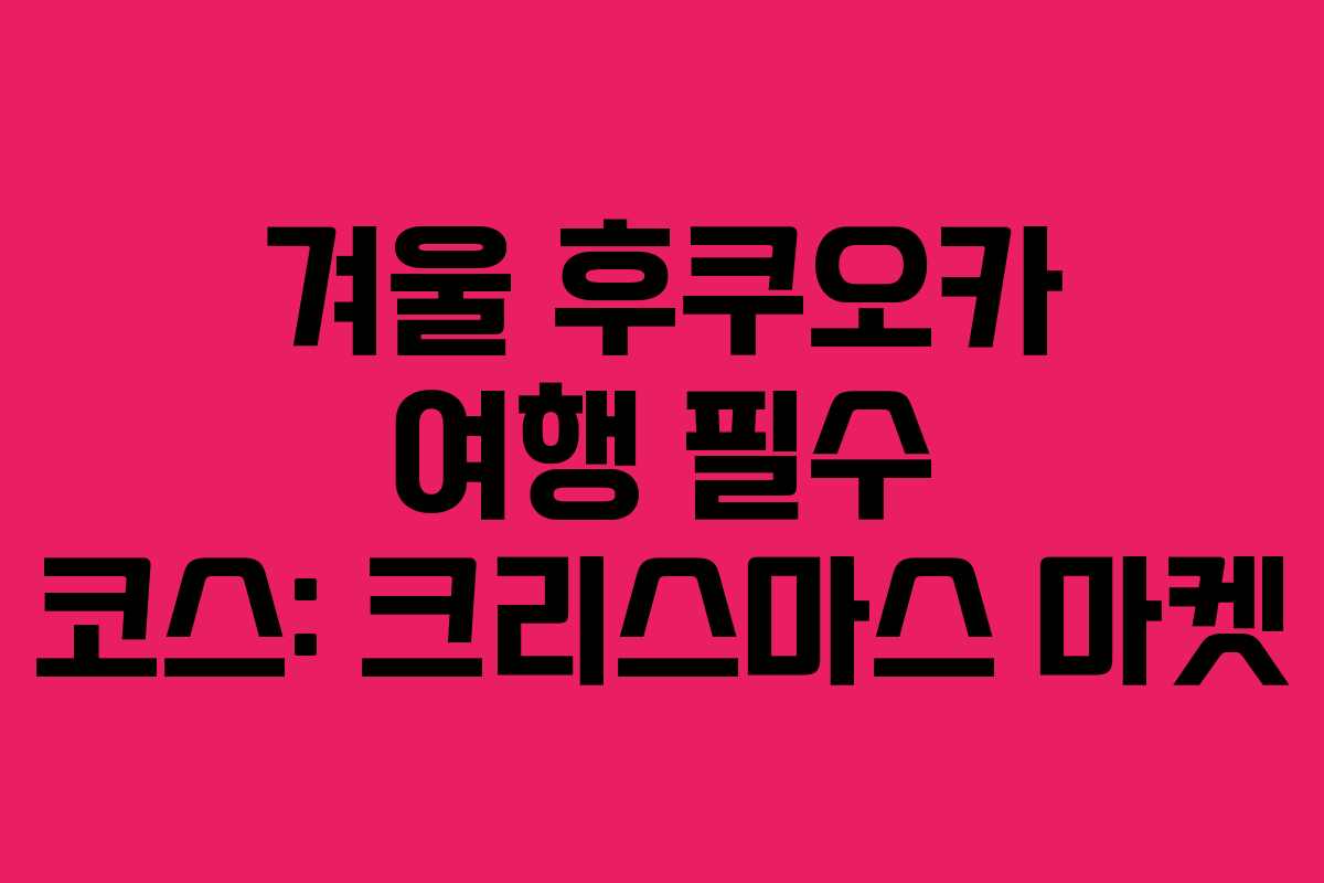 겨울 후쿠오카 여행 필수 코스: 크리스마스 마켓