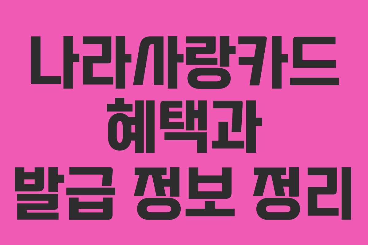 나라사랑카드 혜택과 발급 정보 정리
