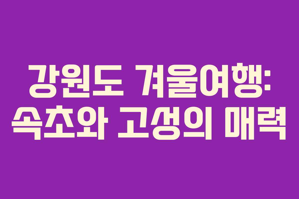 강원도 겨울여행: 속초와 고성의 매력
