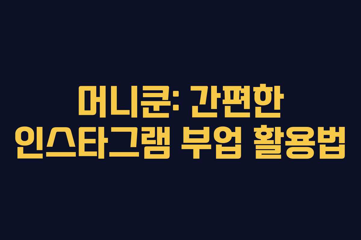 머니쿤: 간편한 인스타그램 부업 활용법