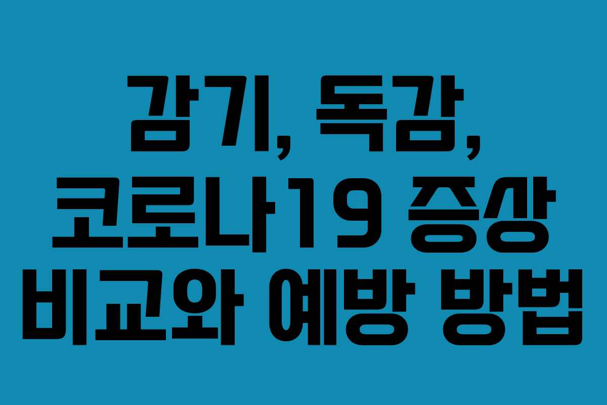 감기, 독감, 코로나19 증상 비교와 예방 방법