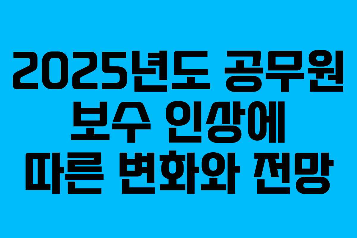 2025년도 공무원 보수 인상에 따른 변화와 전망