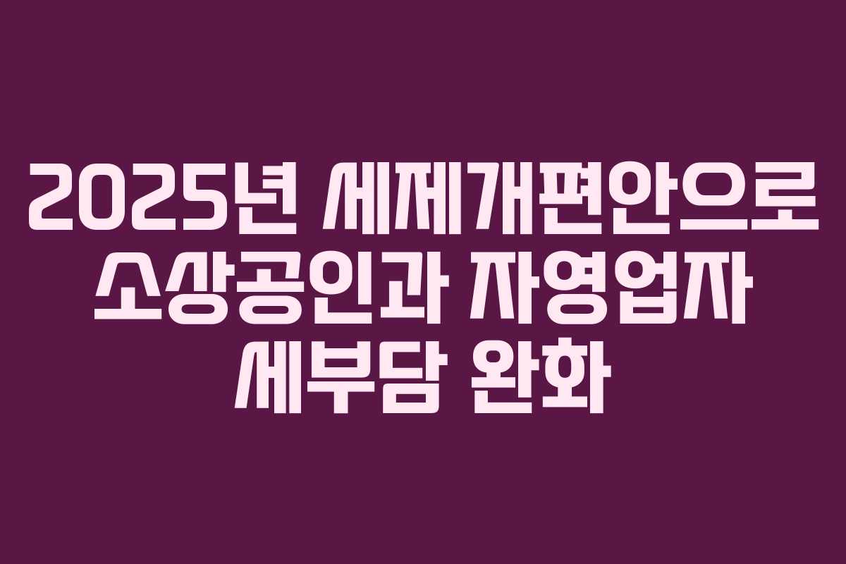 2025년 세제개편안으로 소상공인과 자영업자 세부담 완화