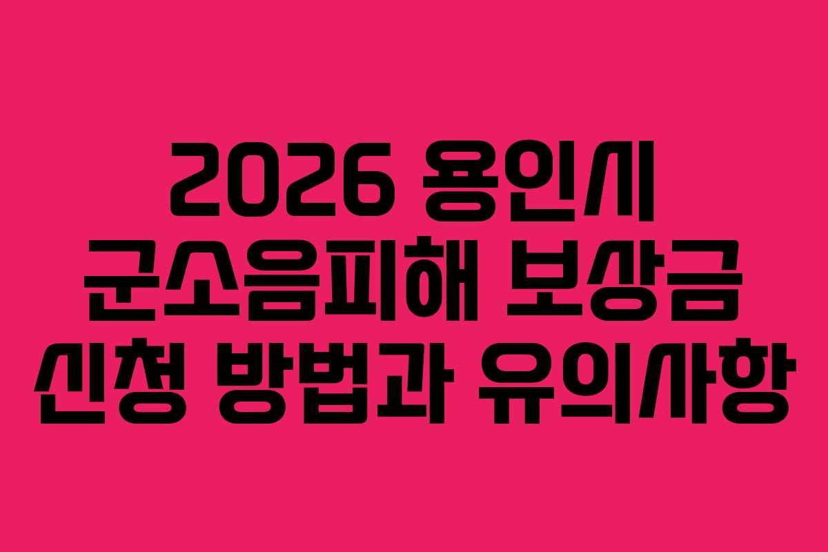 2026 용인시 군소음피해 보상금 신청 방법과 유의사항