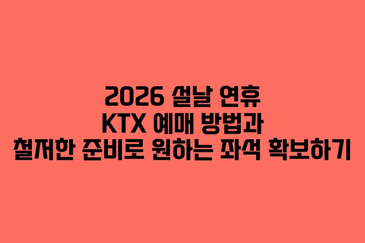 2026 설날 연휴 KTX 예매 방법과 철저한 준비로 원하는 좌석 확보하기