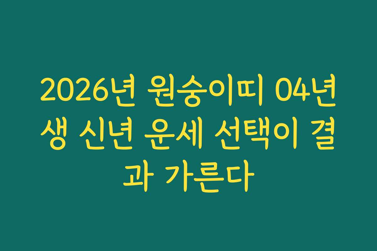 2026년 원숭이띠 04년생 신년 운세 선택이 결과 가른다