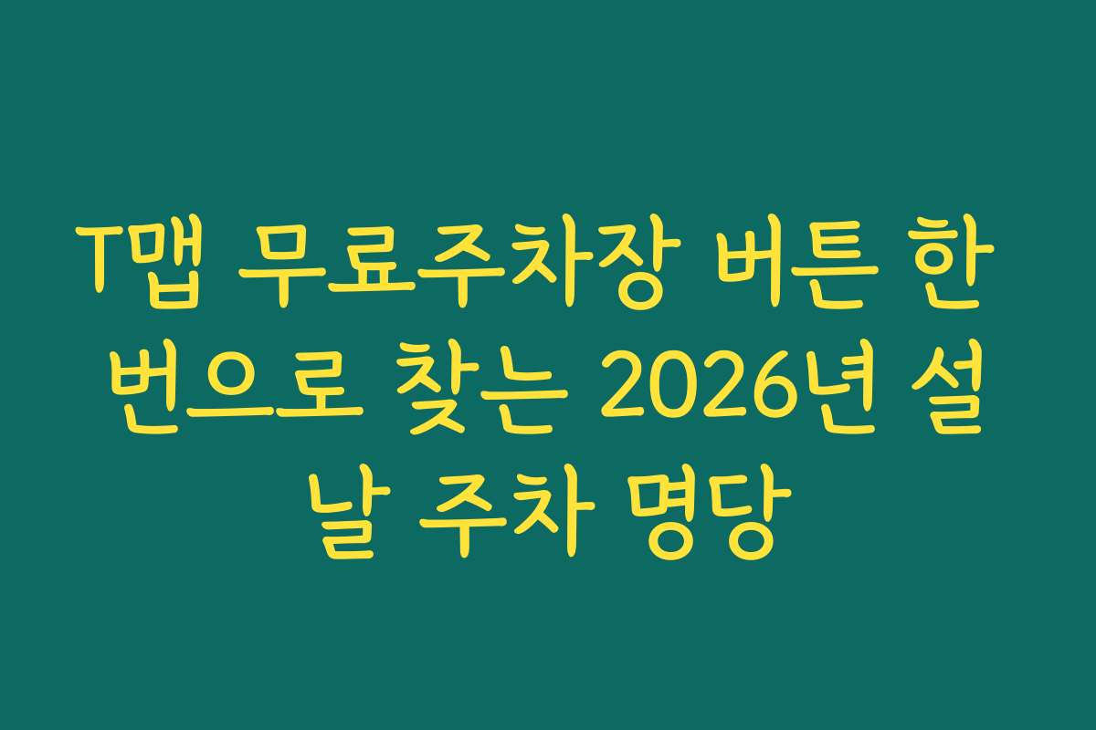 T맵 무료주차장 버튼 한 번으로 찾는 2026년 설날 주차 명당
