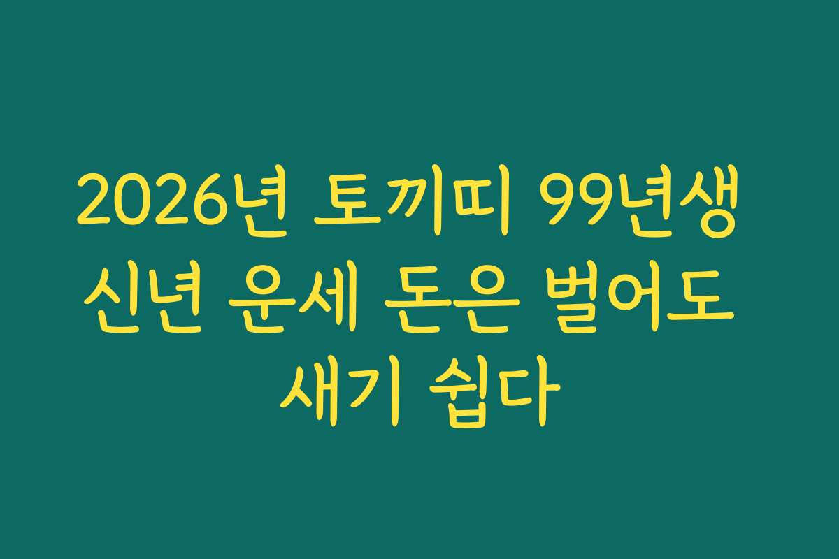 2026년 토끼띠 99년생 신년 운세 돈은 벌어도 새기 쉽다