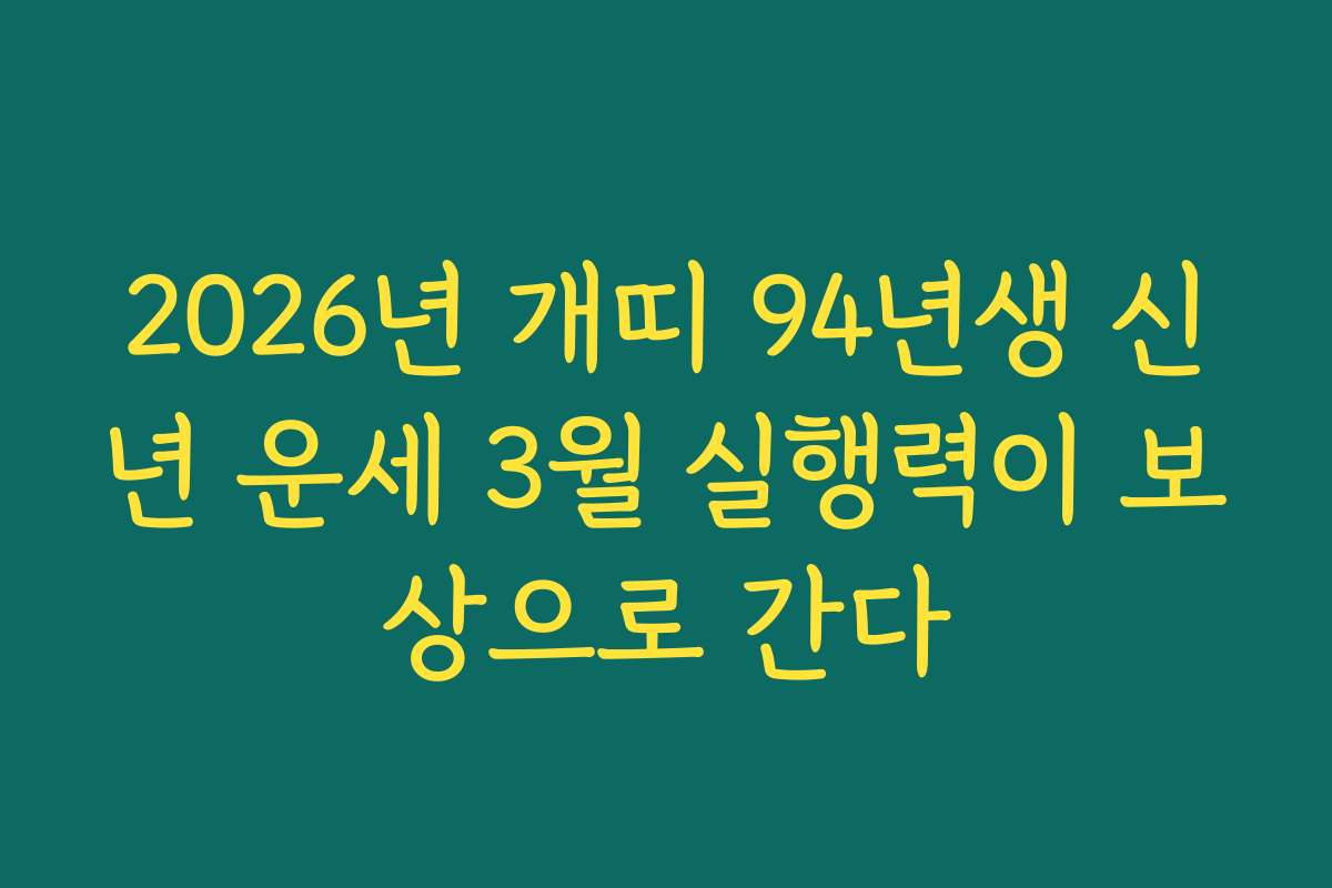 2026년 개띠 94년생 신년 운세 3월 실행력이 보상으로 간다