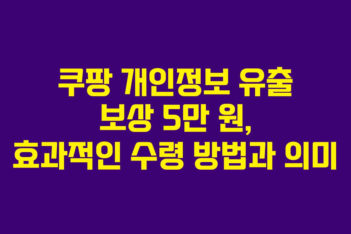 쿠팡 개인정보 유출 보상 5만 원, 효과적인 수령 방법과 의미
