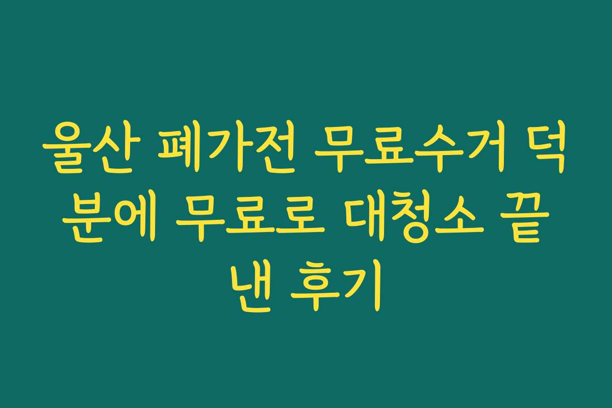 울산 폐가전 무료수거 덕분에 무료로 대청소 끝낸 후기