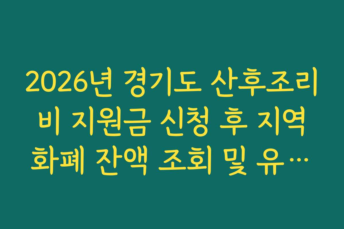 2026년 경기도 산후조리비 지원금 신청 후 지역화폐 잔액 조회 및 유효기간 확인