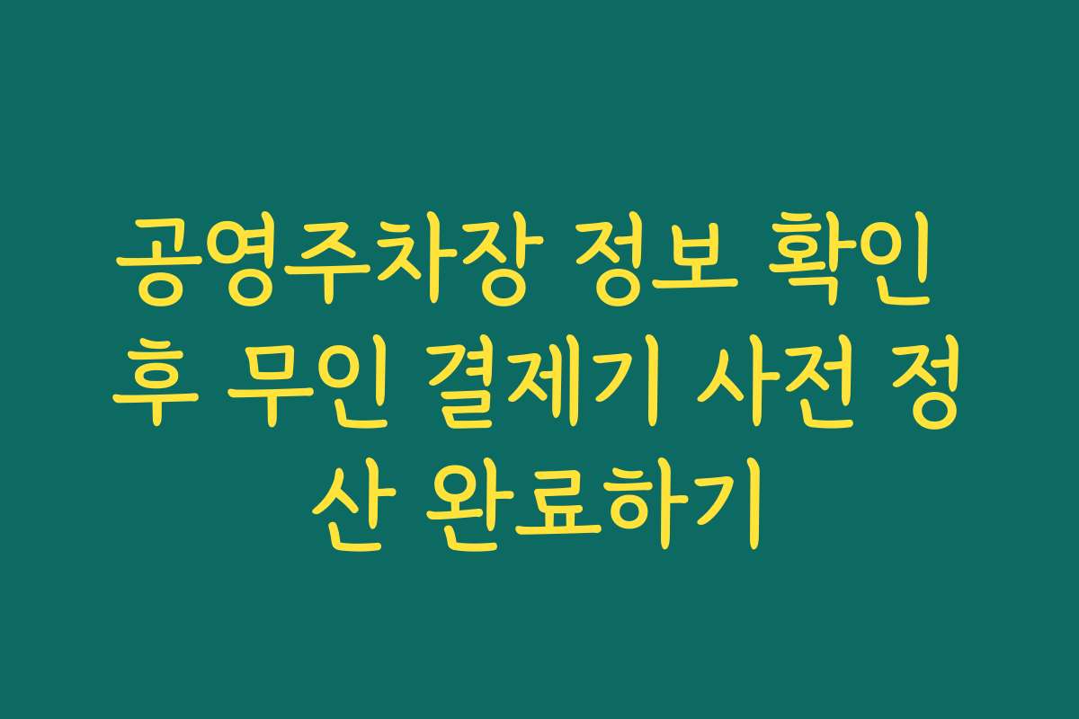 공영주차장 정보 확인 후 무인 결제기 사전 정산 완료하기