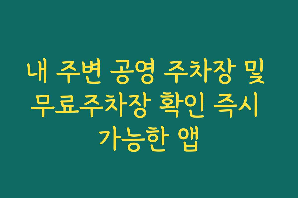 내 주변 공영 주차장 및 무료주차장 확인 즉시 가능한 앱
