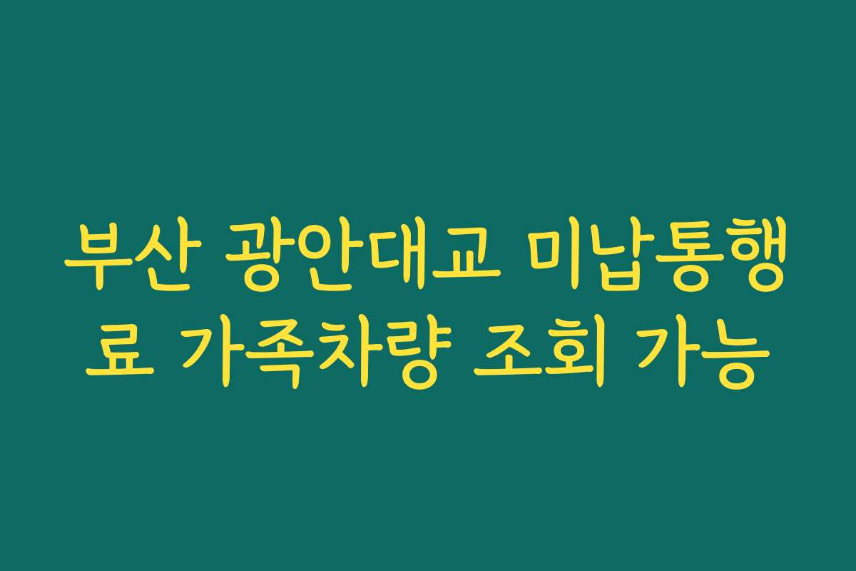 부산 광안대교 미납통행료 가족차량 조회 가능