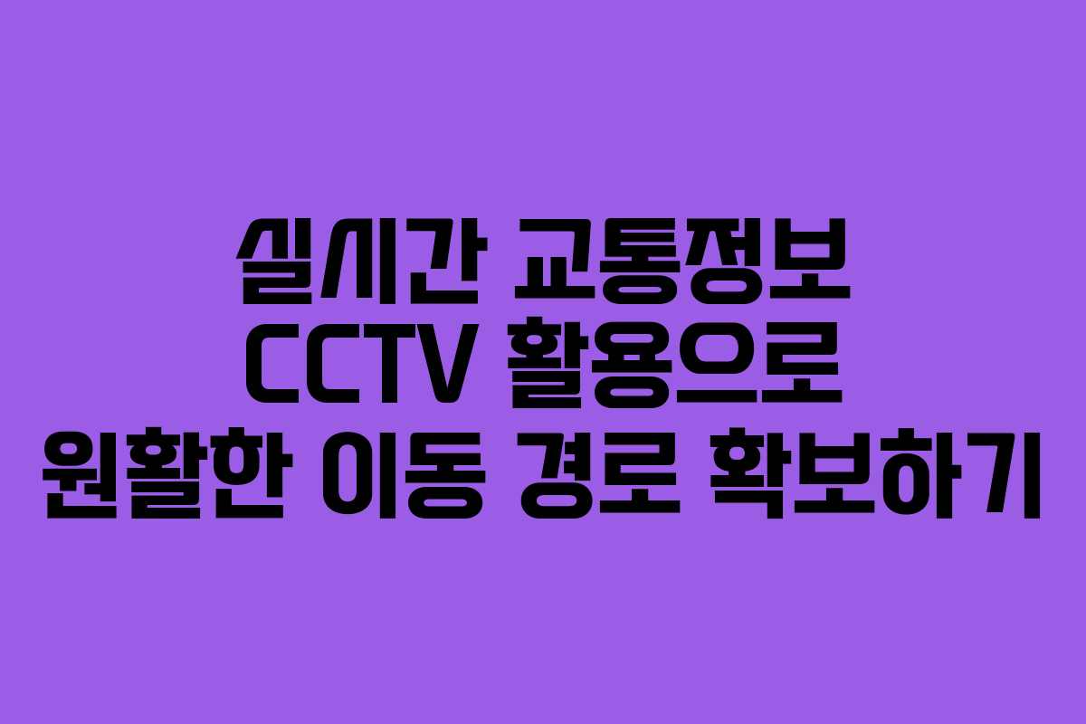 실시간 교통정보 CCTV 활용으로 원활한 이동 경로 확보하기
