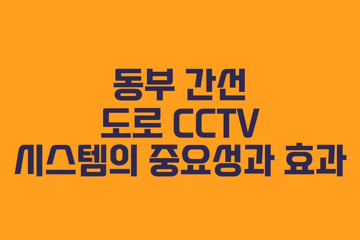동부 간선 도로 CCTV 시스템의 중요성과 효과