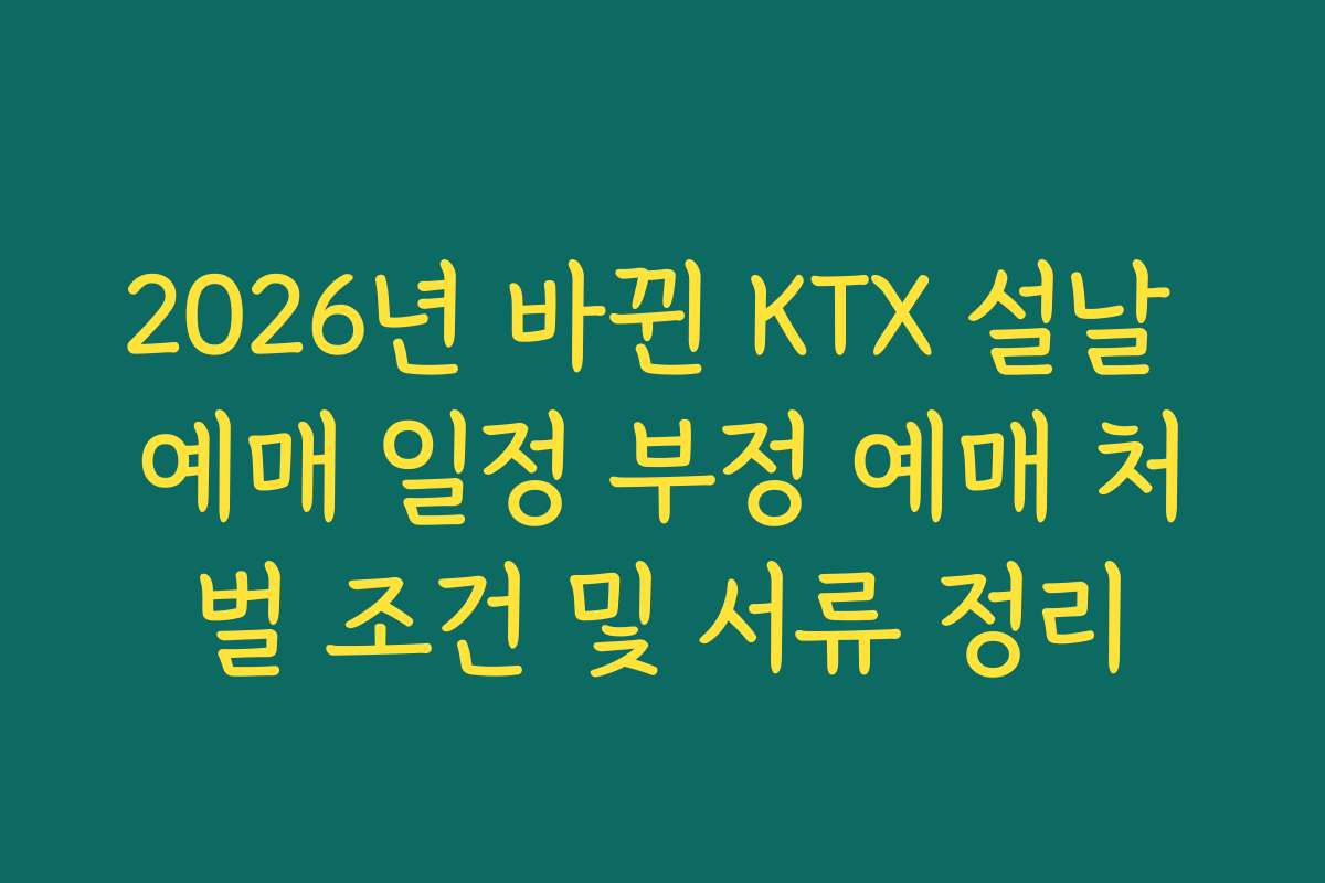 2026년 바뀐 KTX 설날 예매 일정 부정 예매 처벌 조건 및 서류 정리