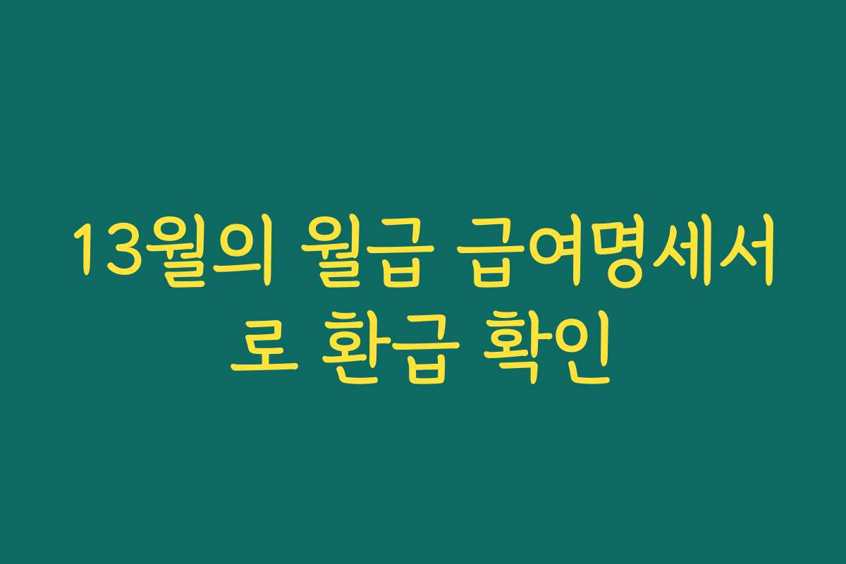 13월의 월급 급여명세서로 환급 확인