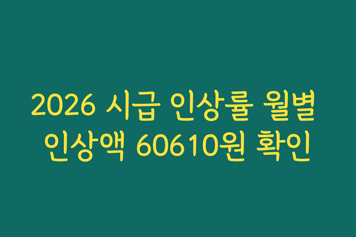 2026 시급 인상률 월별 인상액 60610원 확인