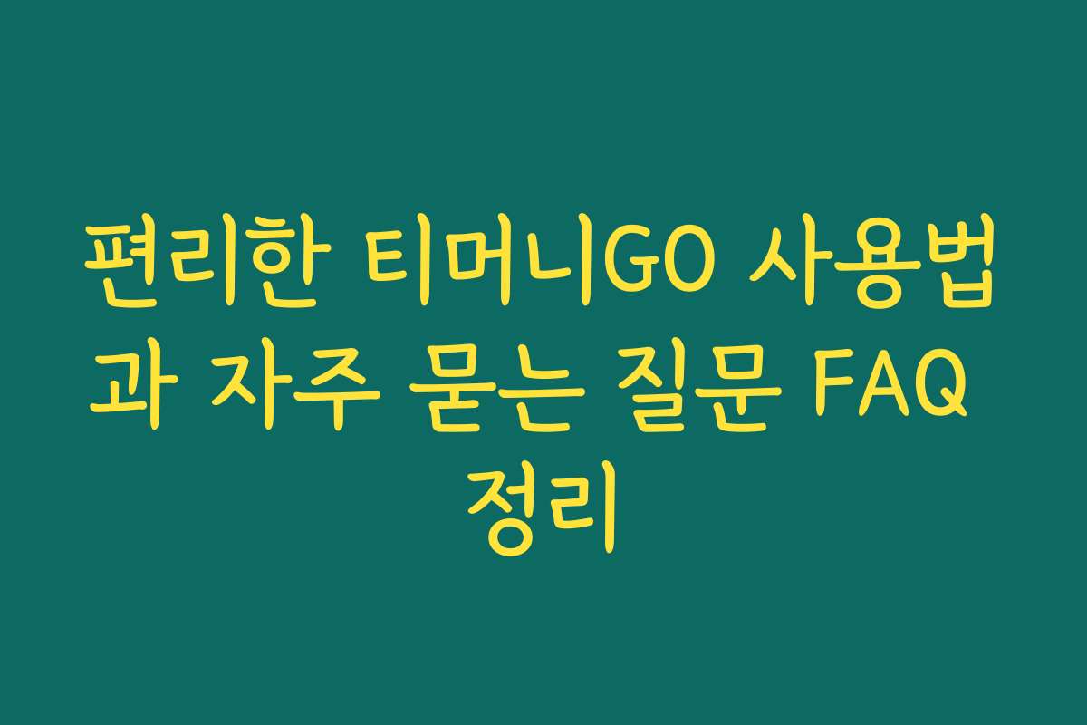 편리한 티머니GO 사용법과 자주 묻는 질문 FAQ 정리
