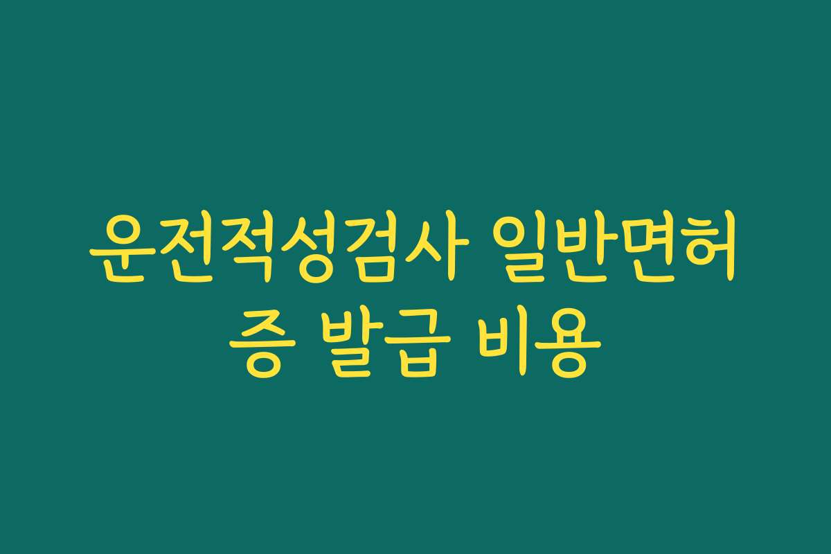 운전적성검사 일반면허증 발급 비용