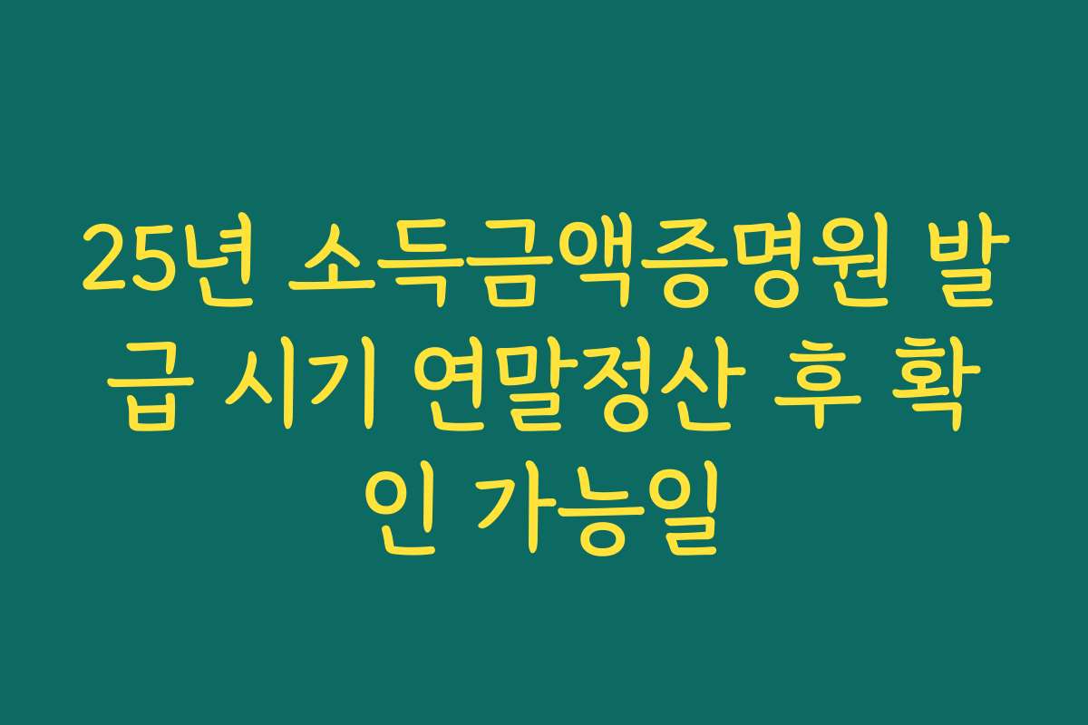 25년 소득금액증명원 발급 시기 연말정산 후 확인 가능일