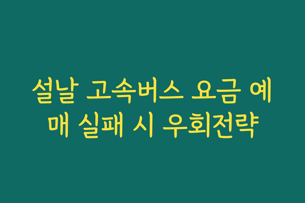 설날 고속버스 요금 예매 실패 시 우회전략
