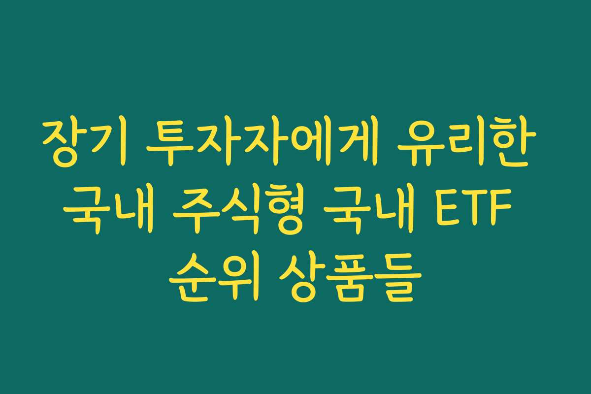장기 투자자에게 유리한 국내 주식형 국내 ETF 순위 상품들