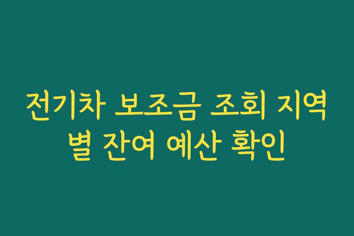 전기차 보조금 조회 지역별 잔여 예산 확인