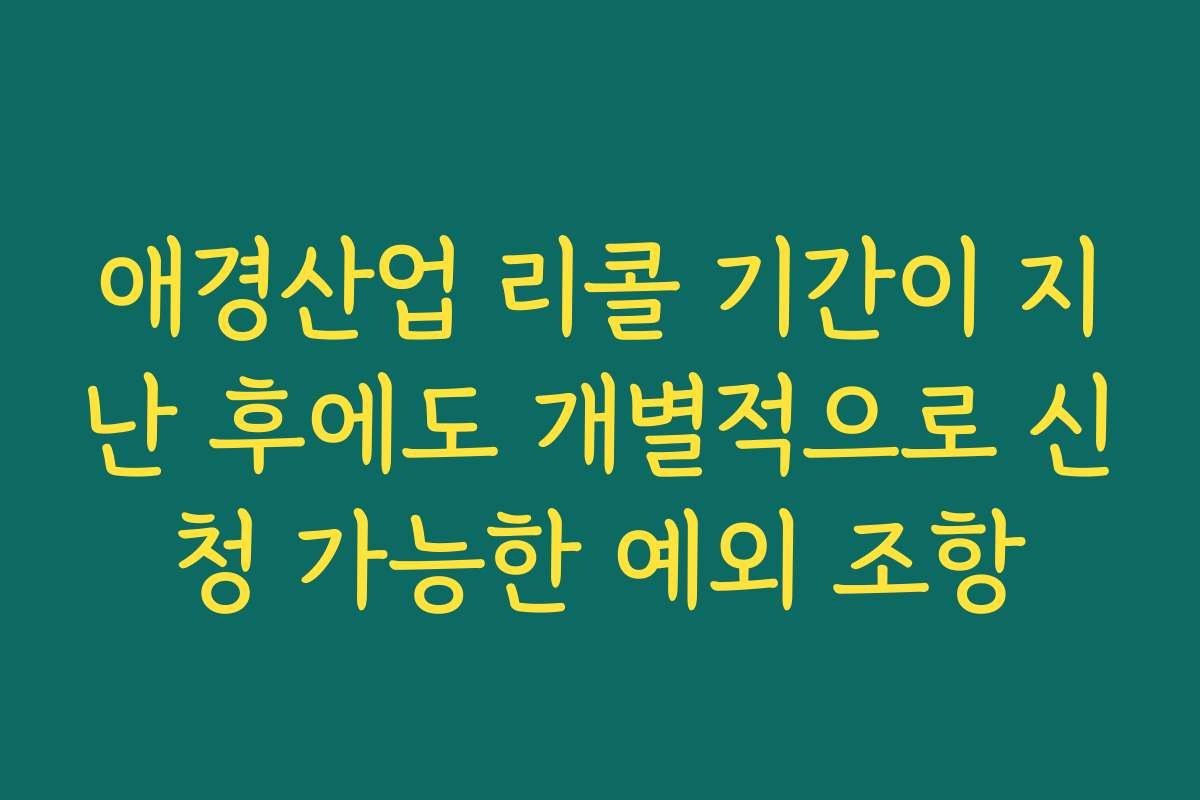 애경산업 리콜 기간이 지난 후에도 개별적으로 신청 가능한 예외 조항