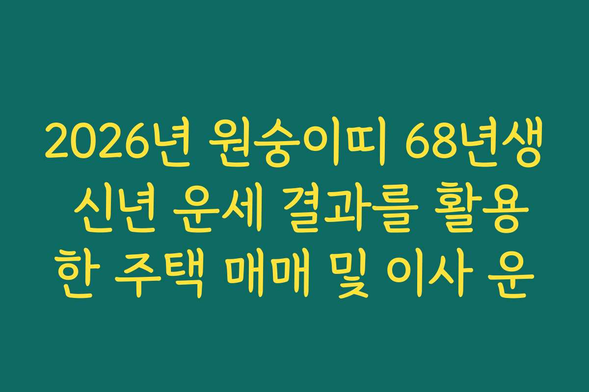 2026년 원숭이띠 68년생 신년 운세 결과를 활용한 주택 매매 및 이사 운
