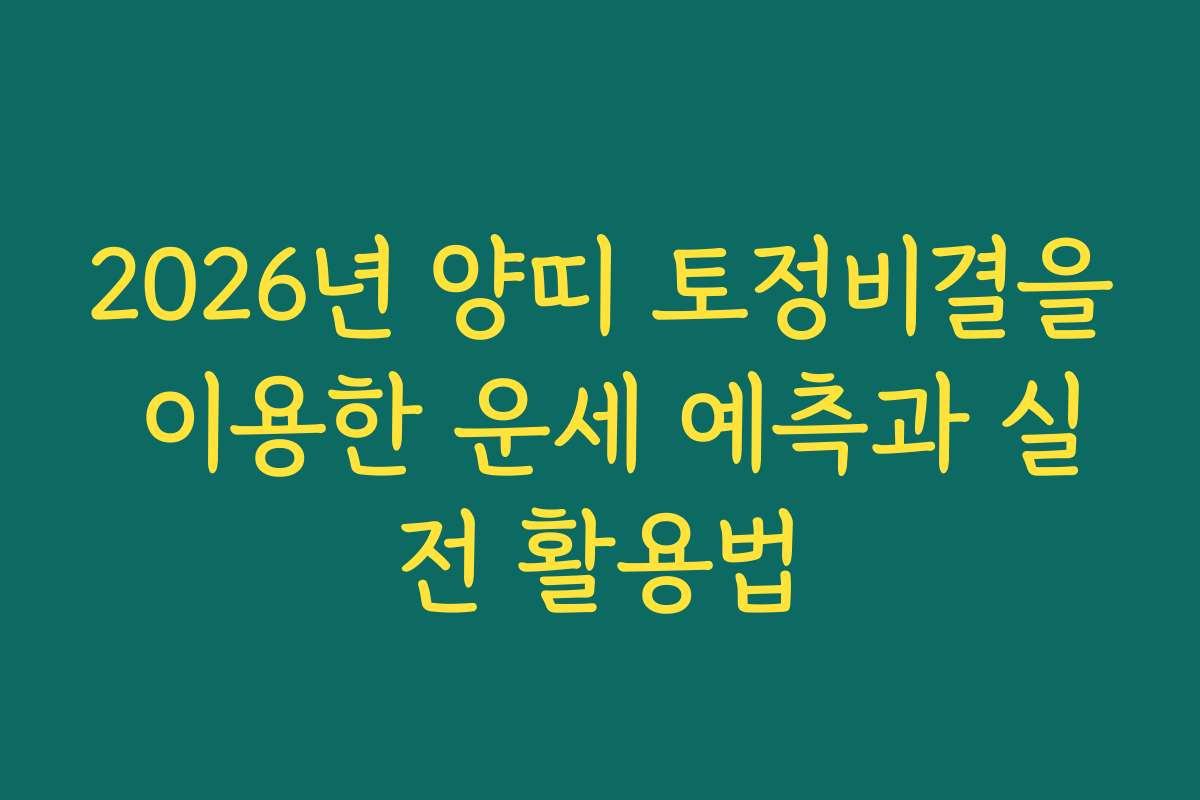 2026년 양띠 토정비결을 이용한 운세 예측과 실전 활용법
