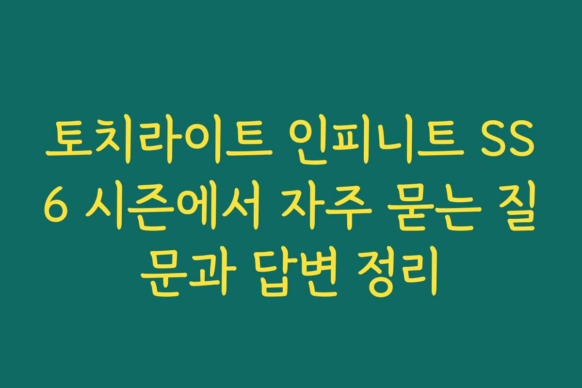 토치라이트 인피니트 SS6 시즌에서 자주 묻는 질문과 답변 정리