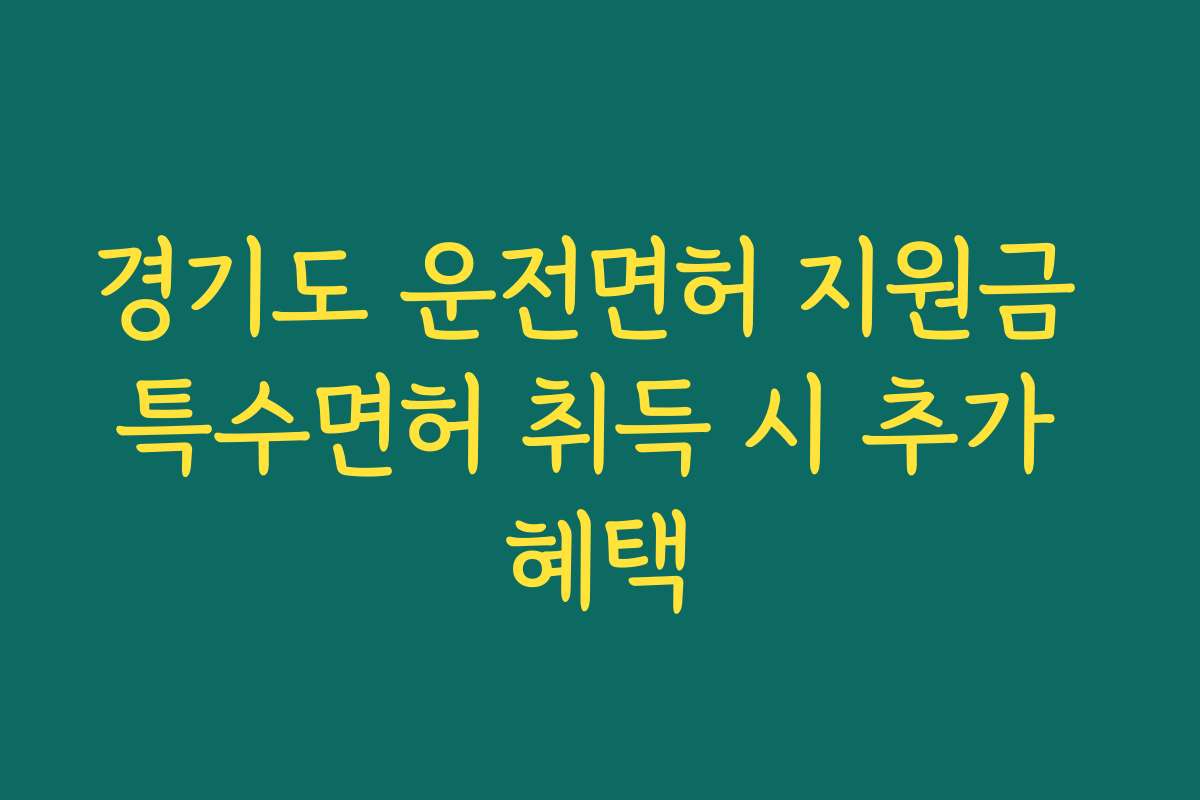 경기도 운전면허 지원금 특수면허 취득 시 추가 혜택
