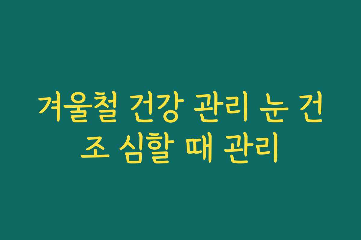 겨울철 건강 관리 눈 건조 심할 때 관리